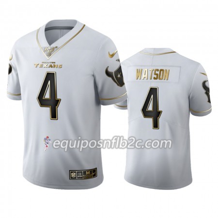 Camiseta Hombre NFL Houston Texans Deshaun Watson 4 Nike Blanco Golden Edition 100th